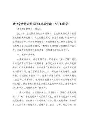 某公安大队党委书记抓基层党建工作述职报告.docx