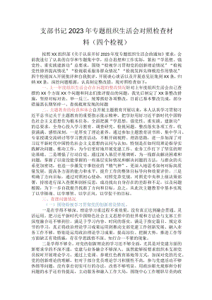 支部书记2023年专题组织生活会对照检查材料（四个检视）.docx