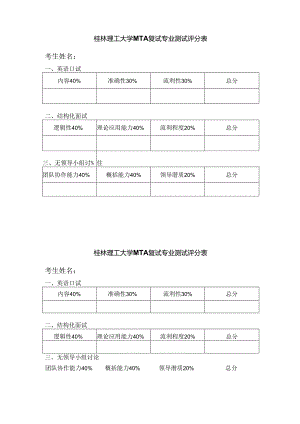 桂林理工大学MTA复试专业测试评分表.docx