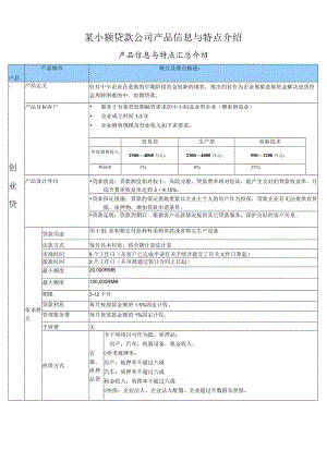 某小额贷款公司产品信息与特点介绍.docx