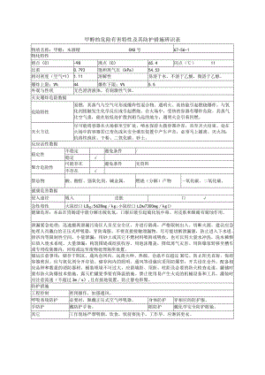 甲醇的危险有害特性及其防护措施辨识表.docx