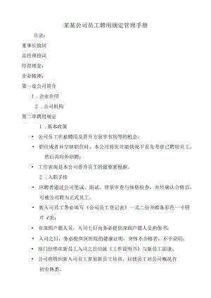 某某公司员工聘用规定管理手册.docx
