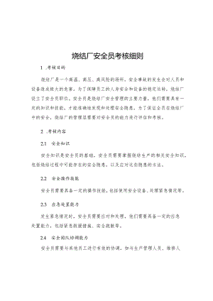 烧结厂安全员考核细则.docx