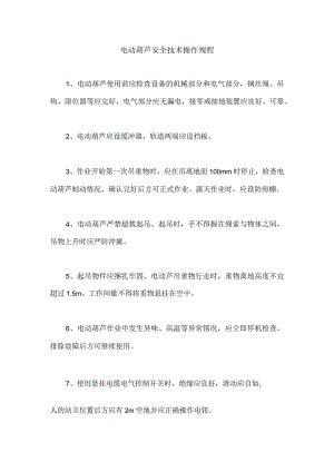 电动葫芦安全技术操作规程.docx