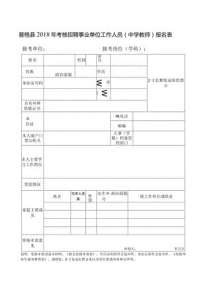普格县事业单位考核聘用工作人员报名表.docx