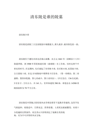 清东陵是谁的陵墓.docx