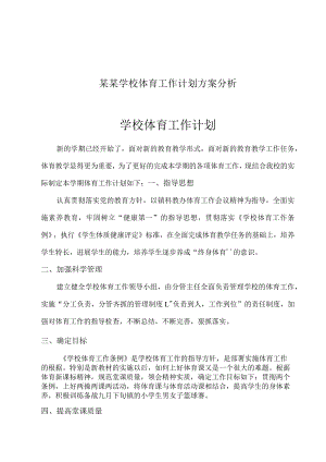 某某学校体育工作计划方案分析.docx
