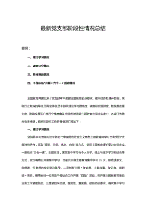 最新党支部阶段性情况总结.docx