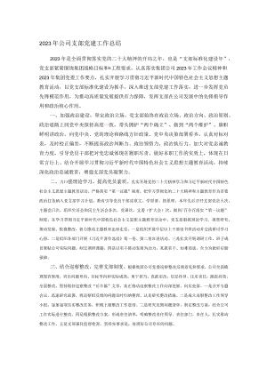 2023年公司支部党建工作总结.docx