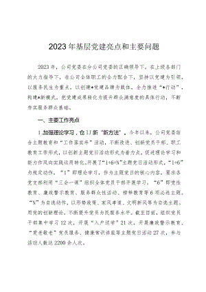 2023年国企基层党建工作亮点和主要问题.docx