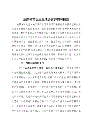 主题教育民主生活会召开情况报告.docx