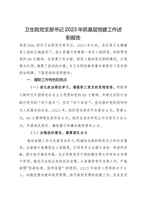 卫生院党支部书记2023年抓基层党建工作述职报告.docx