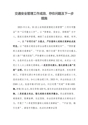 交通安全管理工作成效、存在问题及下一步措施.docx