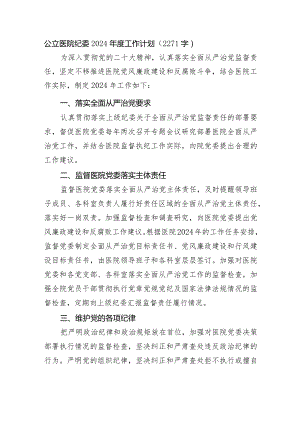 医院纪委2024年度工作计划要点.docx