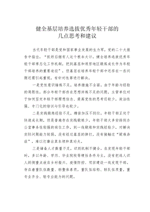 健全基层培养选拔优秀年轻干部的几点思考和建议.docx