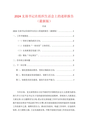 2024支部书记在组织生活会上的述职报告（最新版）.docx