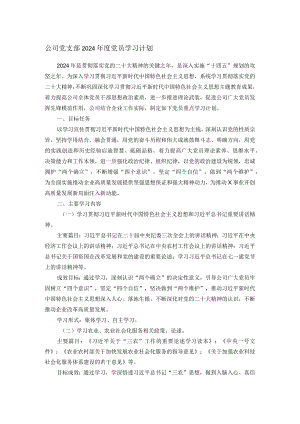 公司党支部2024年度党员学习计划.docx