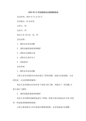 2023年12月支部会议记录消防安全.docx