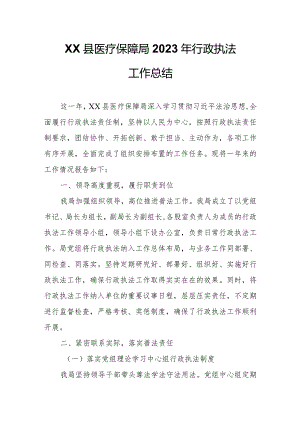 XX县医疗保障局2023年行政执法工作总结.docx