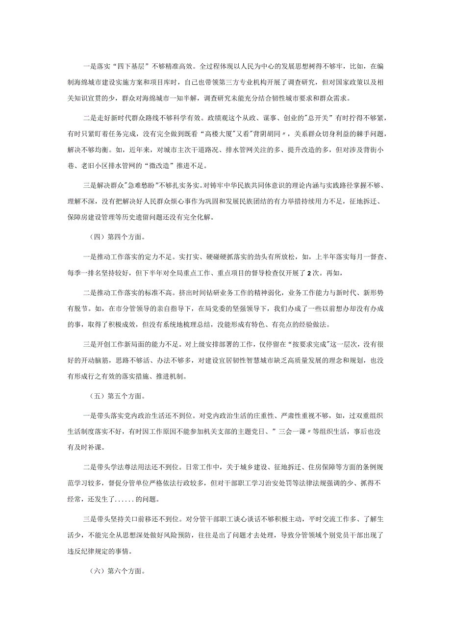 市局副职2023年主题教育专题民主生活会对照检查发言提纲.docx_第2页