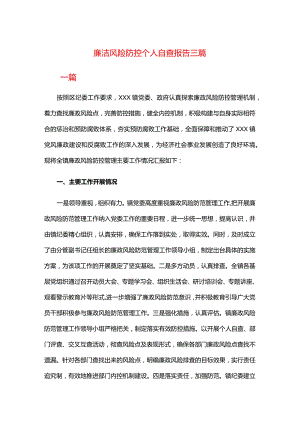 廉洁风险防控个人自查报告三篇.docx