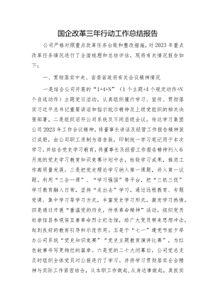 国企改革三年行动工作总结报告（公司4100字）.docx