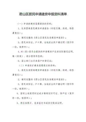 君山区居民申请建房申报资料清单.docx
