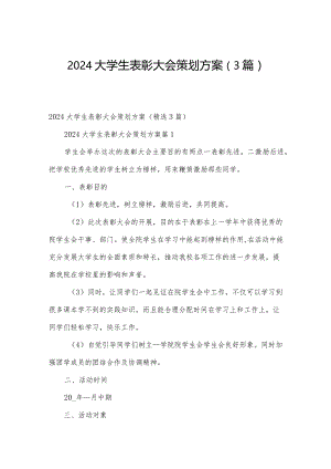 2024大学生表彰大会策划方案（3篇）.docx