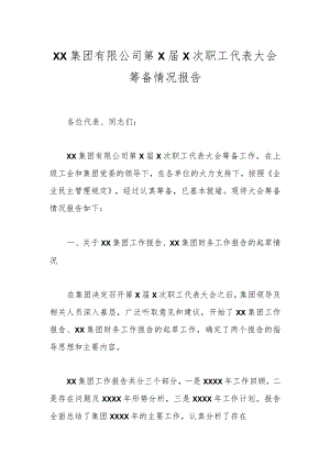 XX集团有限公司第X届X次职工代表大会筹备情况报告.docx