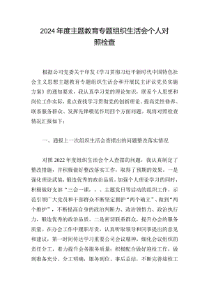 2024年度主题教育专题组织生活会个人对照检查.docx