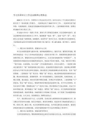 学习全国审计工作会议精神心得体会.docx