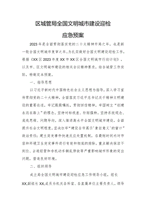 区城管局全国文明城市建设迎检应急预案.docx