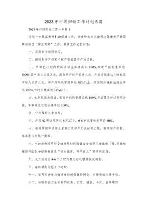 2023年村级妇幼工作计划5篇.docx