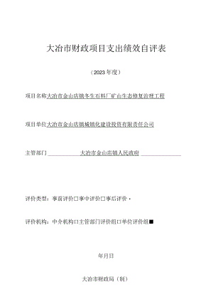 大冶市财政项目支出绩效自评表.docx
