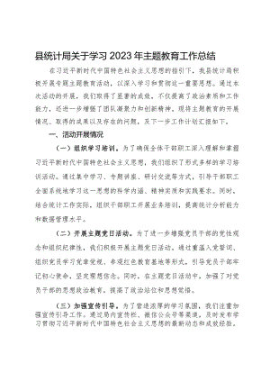 县统计局关于学习2023年主题教育工作总结.docx
