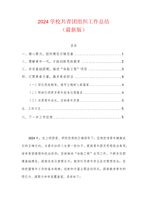 2024学校共青团组织工作总结（最新版）.docx