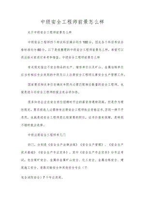 中级安全工程师前景怎么样.docx
