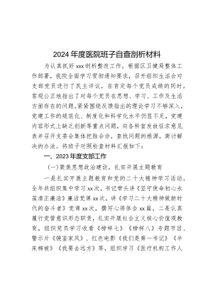 2024年度医院班子自查剖析材料.docx