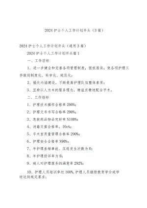 2024护士个人工作计划开头（3篇）.docx