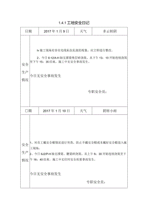 [施工资料]工地安全日记(11).docx