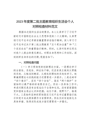 2023年度教育类组民主生活会个人检查材料创新理论修养服务群众模范作用发言提纲.docx