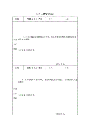 [施工资料]工地安全日记(15).docx