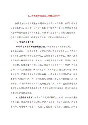 2023年度专题组织生活会发言材料.docx