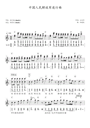 中国人民解放军进行曲（C调电子琴谱）军歌.docx