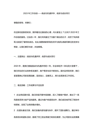 2023年工作总结——挑战与机遇并存收获与成长同行.docx