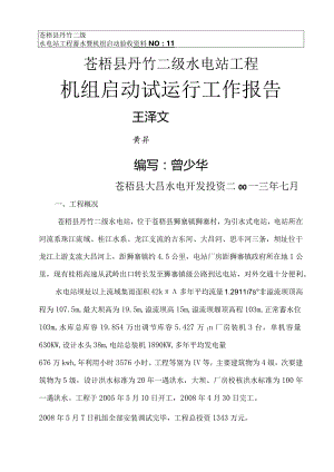 丹竹电站机组试运行工作报告.docx
