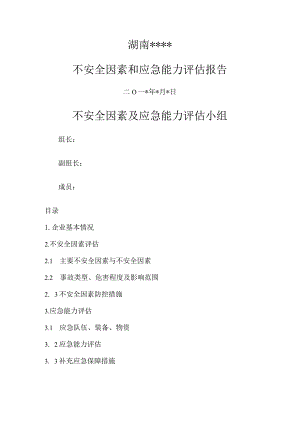 不安全因素和应急能力评估报告书.docx