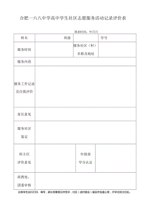 1合肥一六八中学学生社区志愿服务活动登记表.docx