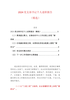 2024党支部书记个人述职报告（精选）.docx
