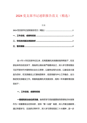 2024党支部书记述职报告范文（精选）.docx